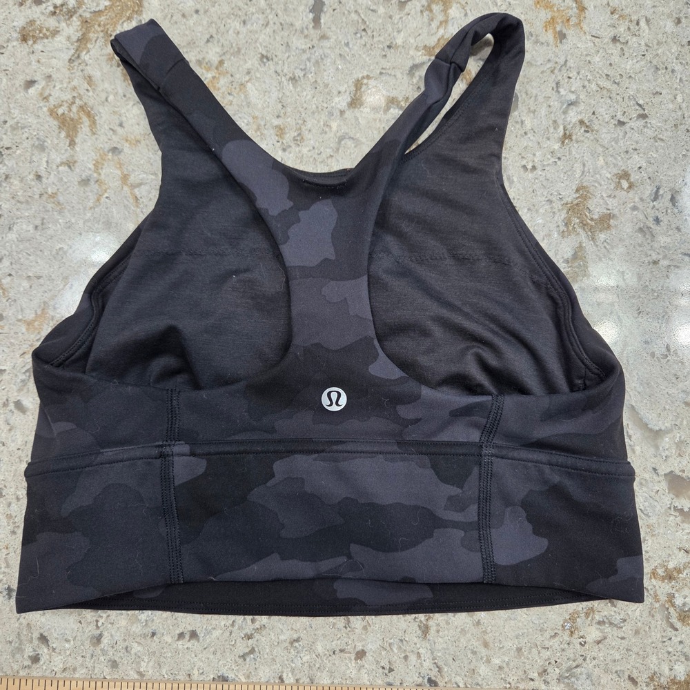 Lululemon Camo High‎ Neck Energy Bra Light Support Workout Top Size 6 - Picture 3 of 5